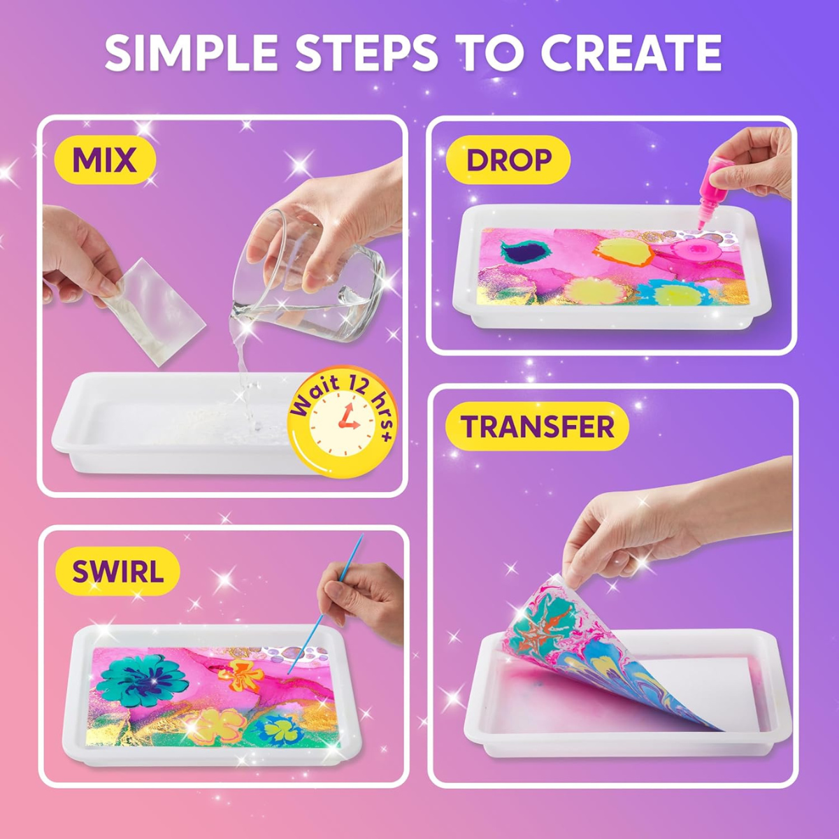 Marbling Paint Art Kit - Σετ δημιουργικών κατασκευών – Ιδέες δώρων, δραστηριότητες, παιχνίδια (6-12 ετών)