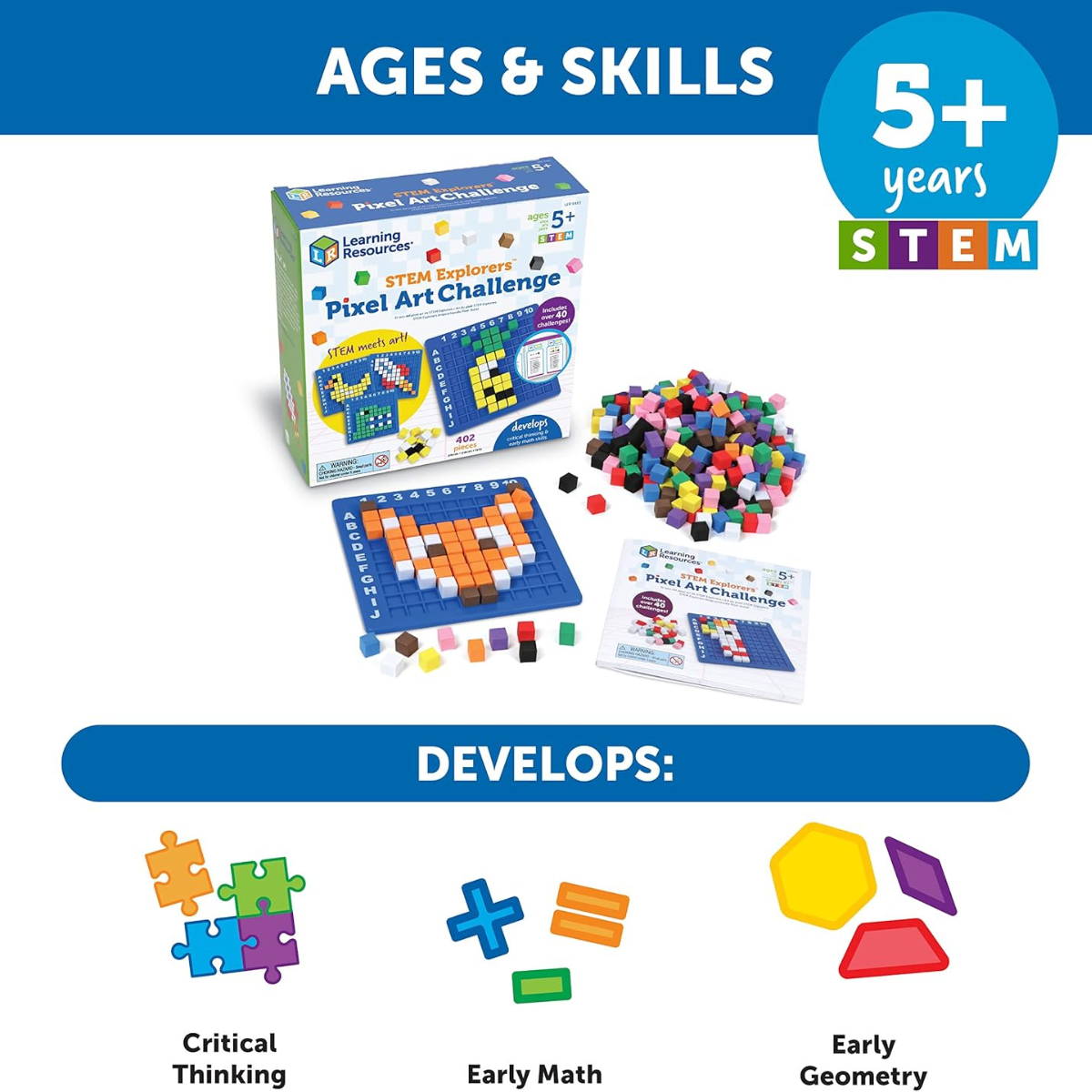 STEM Explorers™ Pixel Art Challenge – 402 κομμάτια, Ηλικίες 5+, STEM μάθηση με Pixel Τέχνη