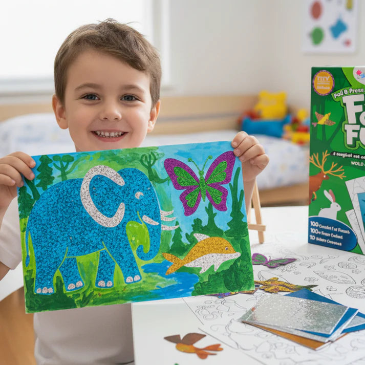Foil Fun: Κόσμος των Ζώων | Δημιουργικό σετ χωρίς ακαταστασία (για παιδιά 4–9 ετών)