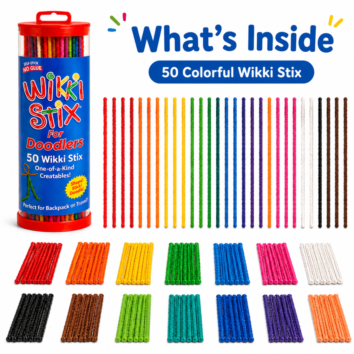 Wikki Stix Μαγικά κηρωμένα κορδόνια (σετ 50 τεμαχίων, 3+ ετών)