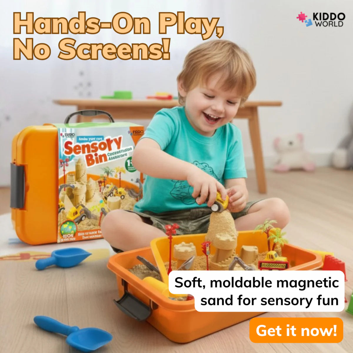 Αισθητηριακό σετ με μαγνητική άμμο & φωσφορίζοντα πετραδάκια | Εργοτάξιο & εκσκαφείς