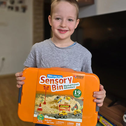 Αισθητηριακό σετ με μαγνητική άμμο & φωσφορίζοντα πετραδάκια | Εργοτάξιο & εκσκαφείς