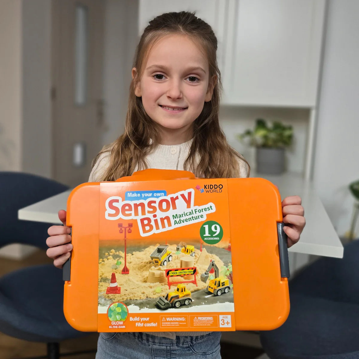 Αισθητηριακό σετ με μαγνητική άμμο & φωσφορίζοντα πετραδάκια | Εργοτάξιο & εκσκαφείς