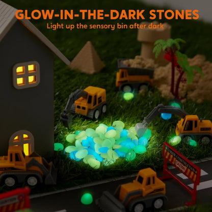 Αισθητηριακό σετ παιχνιδιού με μαγνητική άμμο και φωσφορίζουσες πέτρες | Εργοτάξιο | για παιδιά 3+