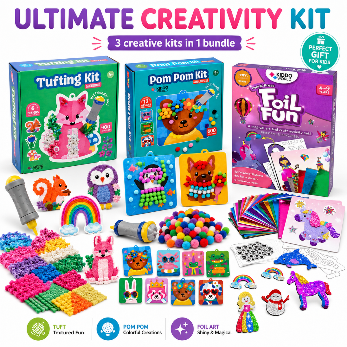 ΑΠΟΛΥΤΟ ΔΗΜΙΟΥΡΓΙΚΟ ΠΑΚΕΤΟ: Pom Pom Kit, Tufting Kit & Foil Fun Πριγκίπισσες