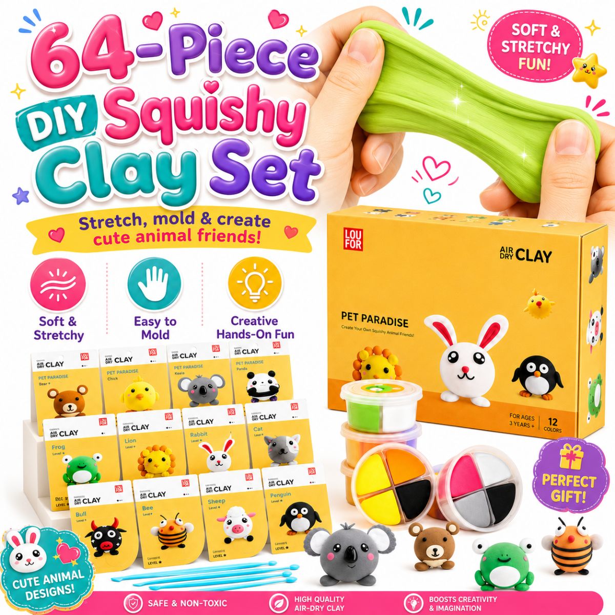 Σετ DIY Squishy Clay 64 τεμαχίων (4+ ετών)