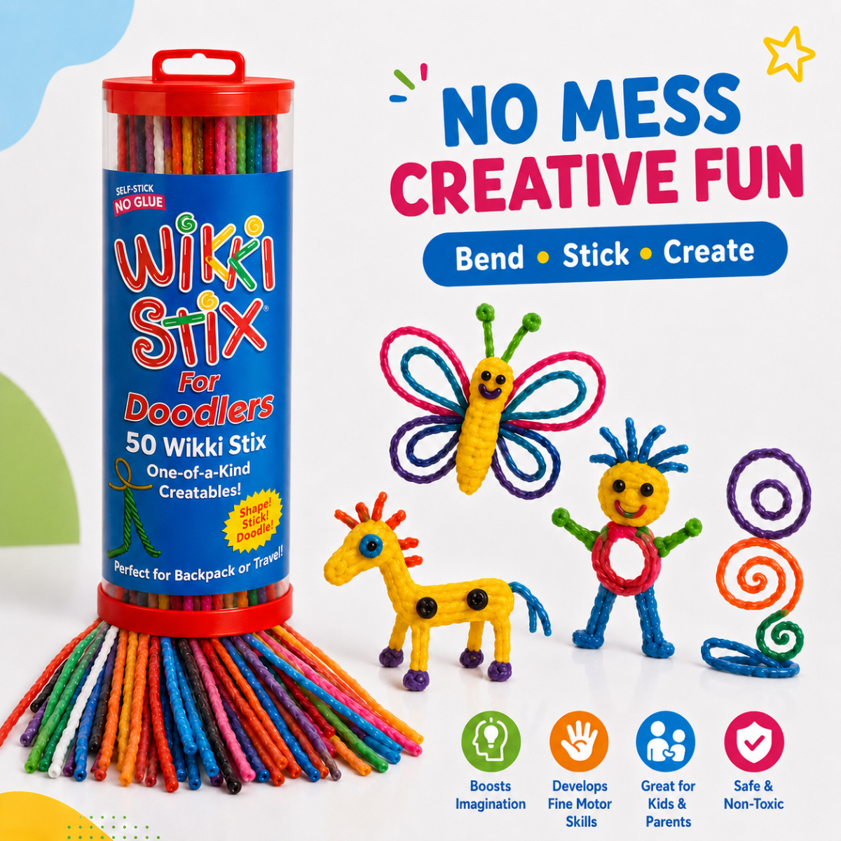 Wikki Stix Μαγικά κηρωμένα κορδόνια (σετ 50 τεμαχίων, 3+ ετών)