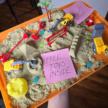 Αισθητηριακό σετ με μαγνητική άμμο & φωσφορίζοντα πετραδάκια | Εργοτάξιο & εκσκαφείς