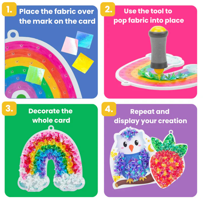 Tufting Kit – φτιάξε μαλακές 3D εικόνες με πολύχρωμα κομμάτια υφάσματος χωρίς κόλλα και ακαταστασία! (5+ ετών)