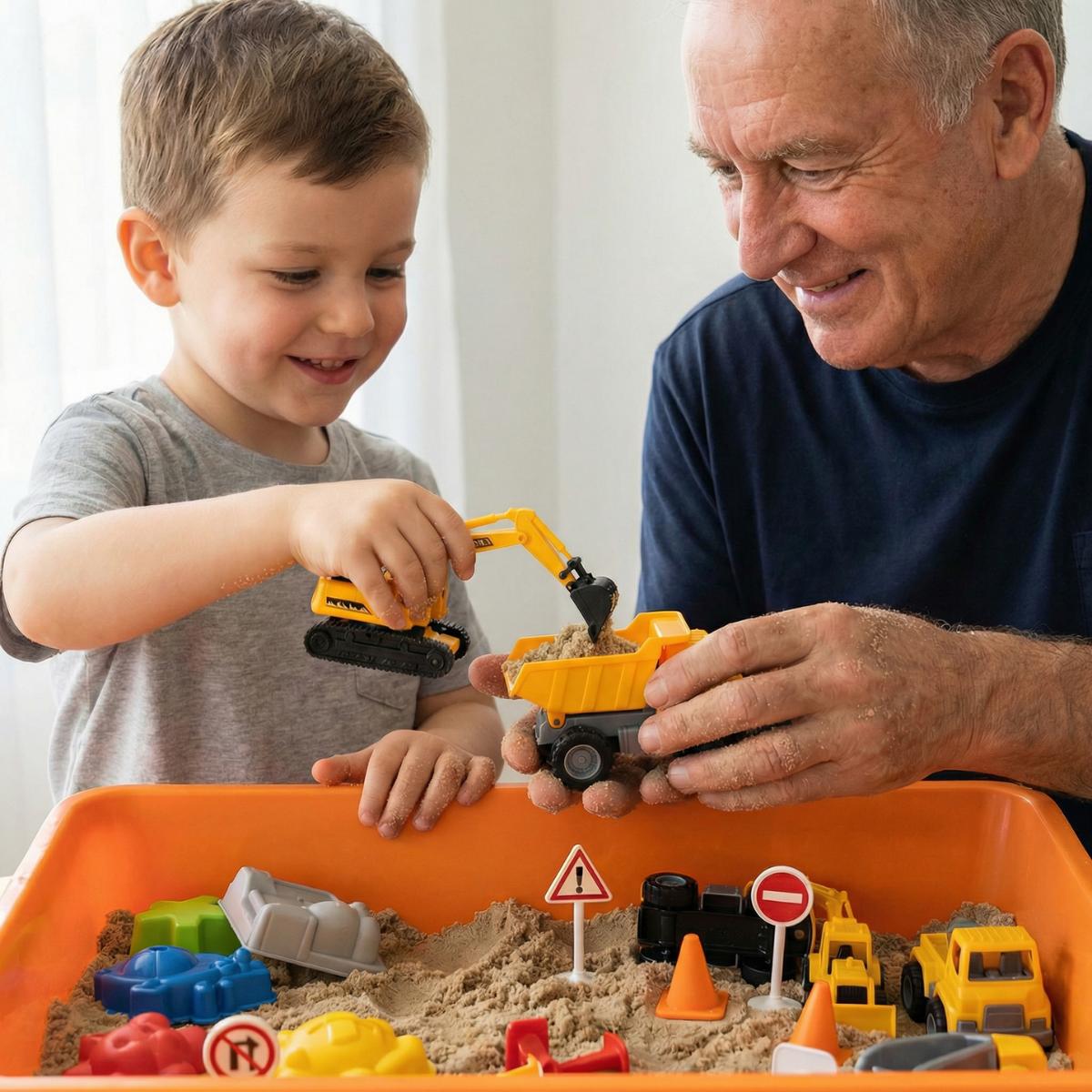 Αισθητηριακό σετ παιχνιδιού με μαγνητική άμμο και φωσφορίζουσες πέτρες | Εργοτάξιο | για παιδιά 3+
