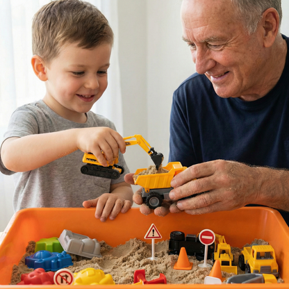 Αισθητηριακό σετ παιχνιδιού με μαγνητική άμμο και φωσφορίζουσες πέτρες | Εργοτάξιο | για παιδιά 3+