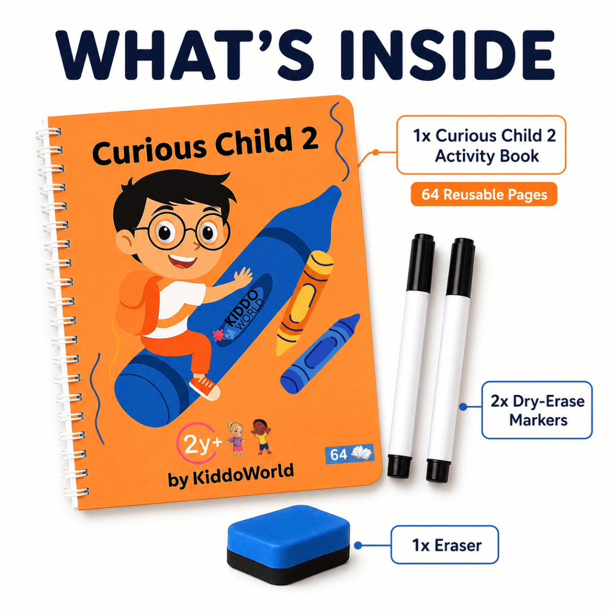 Curious Child 2 | Τετράδιο γράψε-σβήσε για εκμάθηση γραφής (64 σελίδες, 2+ ετών)