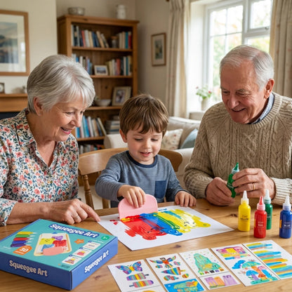 Squeegee Art Kit | Σετ με 5 χρώματα και μια μαγική σπάτουλα για δημιουργία σχεδίων χωρίς πινέλα | για παιδιά 5+