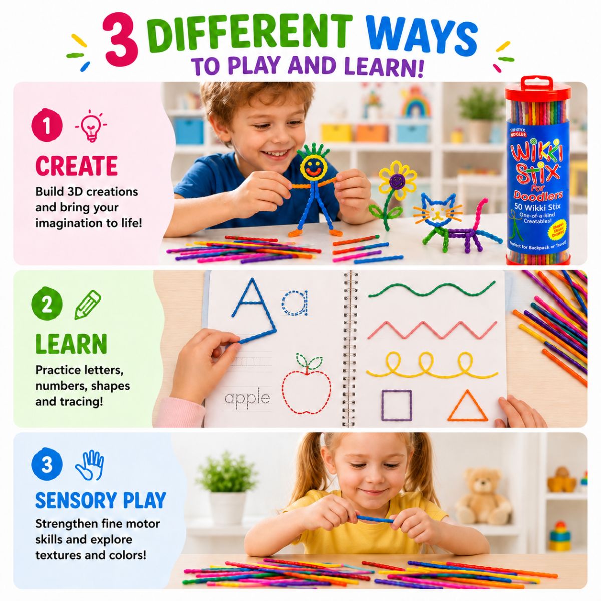 Wikki Stix: Μεγάλο e-book δραστηριοτήτων (30 σελίδες και 40 εργασίες)