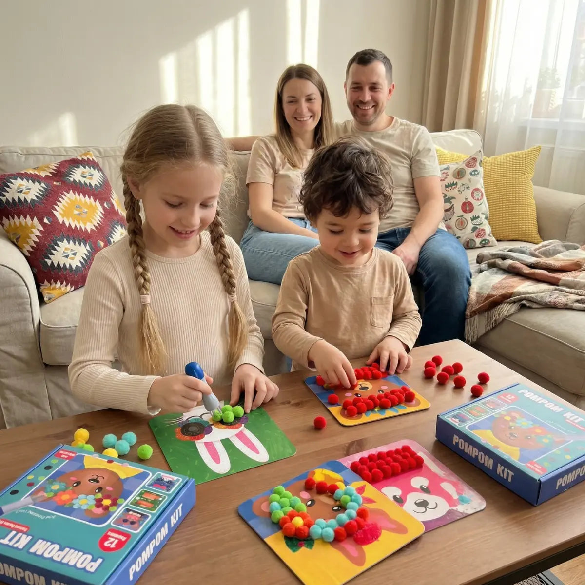 Pom Pom Kit – φτιάξε αφράτα 3D ζωάκια από μαλακά πομ πομ χωρίς ακαταστασία! (5+ ετών)