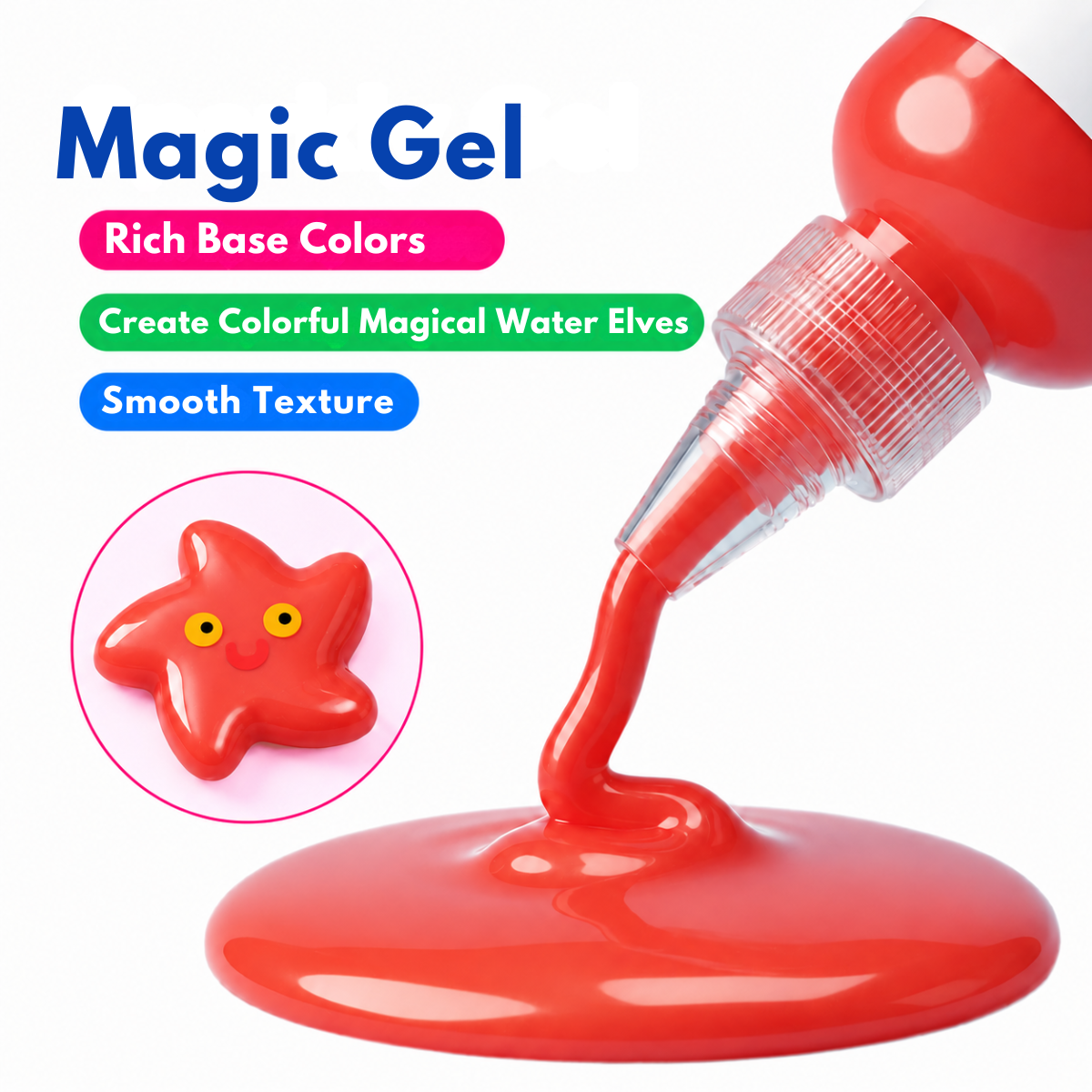 Magic Water Squishy Refill Pack – Ανταλλακτικό 4 χρώματα + 1 μαγική σκόνη (Συμβατό με όλα τα σετ, 3+ ετών)