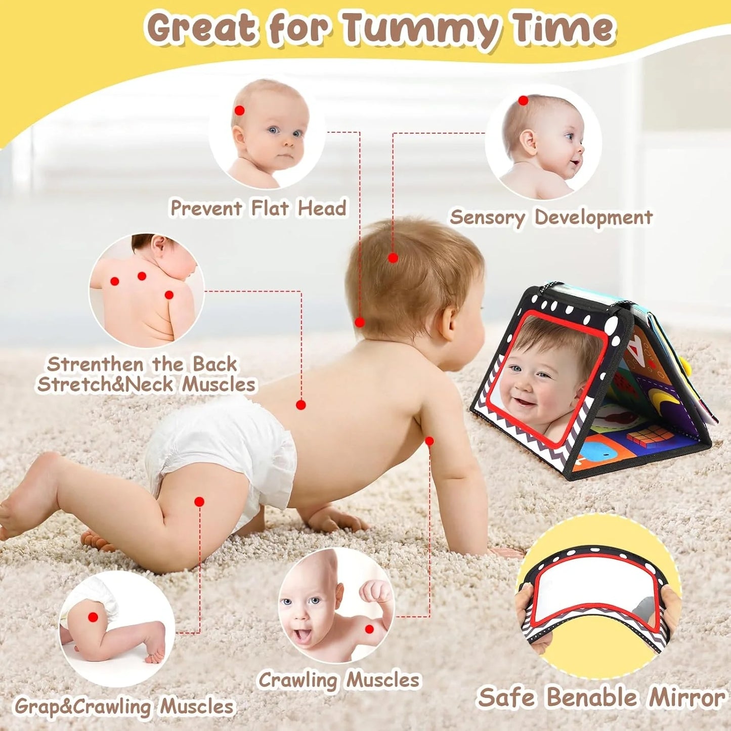 "Tummy time" αναπτυξιακό χαλάκι για παιχνίδι στην κοιλίτσα (0-12 μηνών)