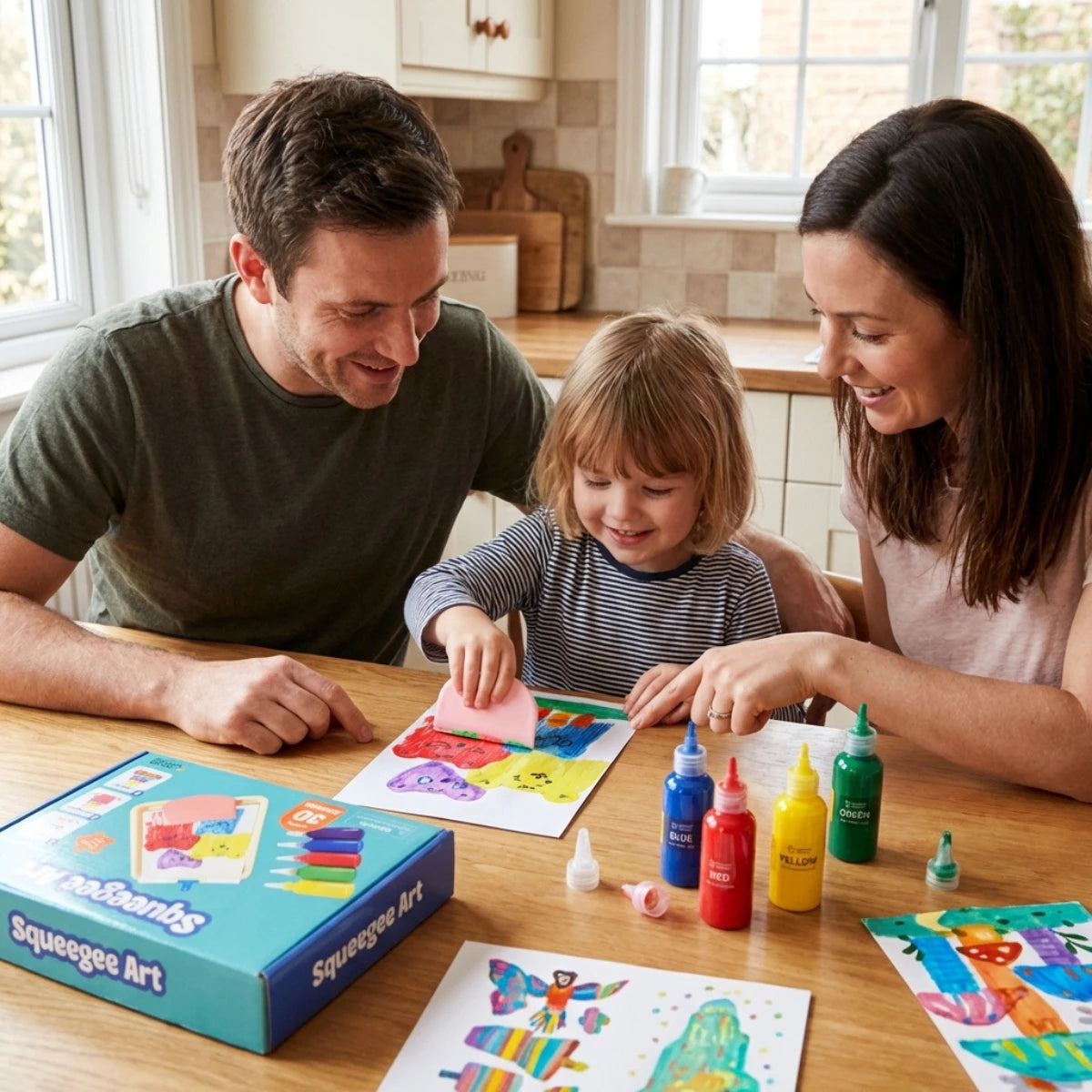 Squeegee Art Kit | Σετ με 5 χρώματα και μια μαγική σπάτουλα για δημιουργία σχεδίων χωρίς πινέλα | για παιδιά 5+