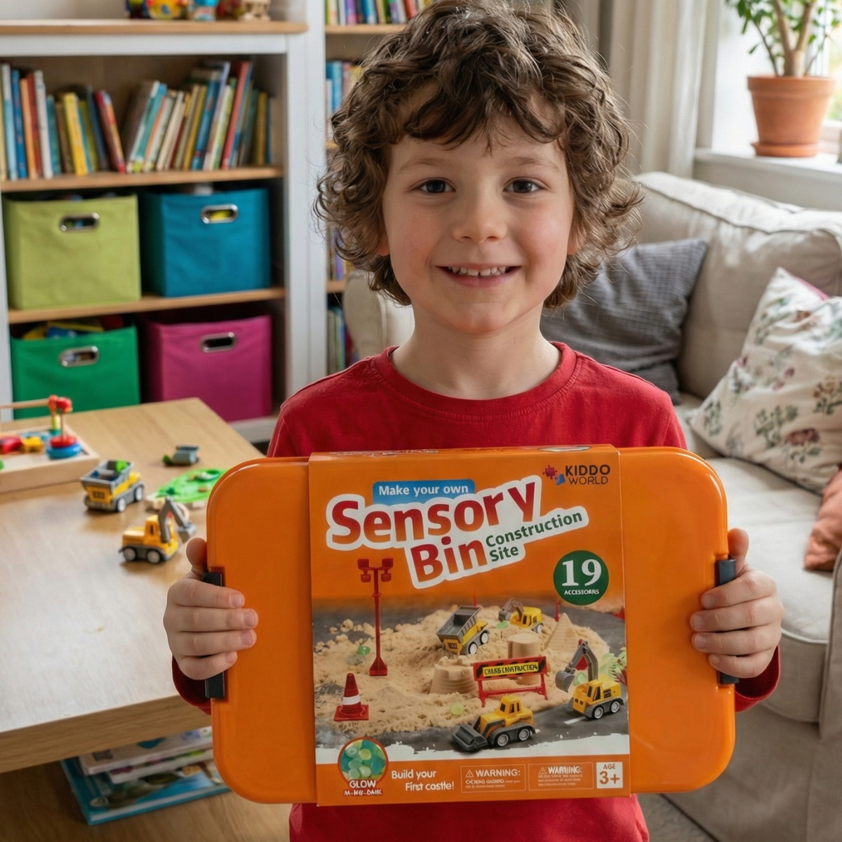 Αισθητηριακό σετ παιχνιδιού με μαγνητική άμμο και φωσφορίζουσες πέτρες | Εργοτάξιο | για παιδιά 3+