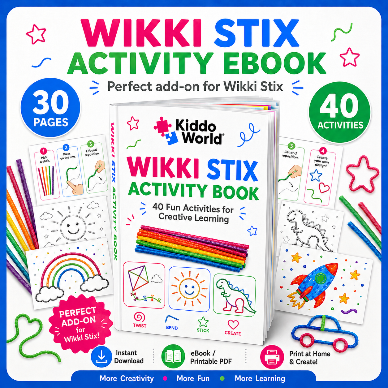 Wikki Stix: Μεγάλο e-book δραστηριοτήτων (30 σελίδες και 40 εργασίες)