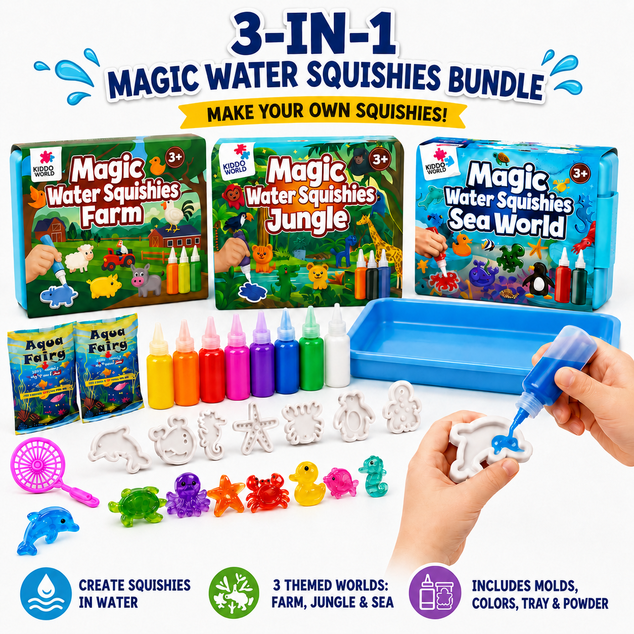 Magic Water Squishies – Ultimate Mega Bundle | Θαλάσσιος Κόσμος, Ζούγκλα & Φάρμα (3+ ετών)
