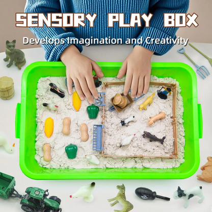 Kinetic Sand - Farm Κατασκευαστικό Παιχνίδι – Φορητό Πτυσσόμενο Κάδος με Γερανό, Φορτηγό και 2 κιλά Αισθητηριακής Άμμου (Για ηλικίες 3+)