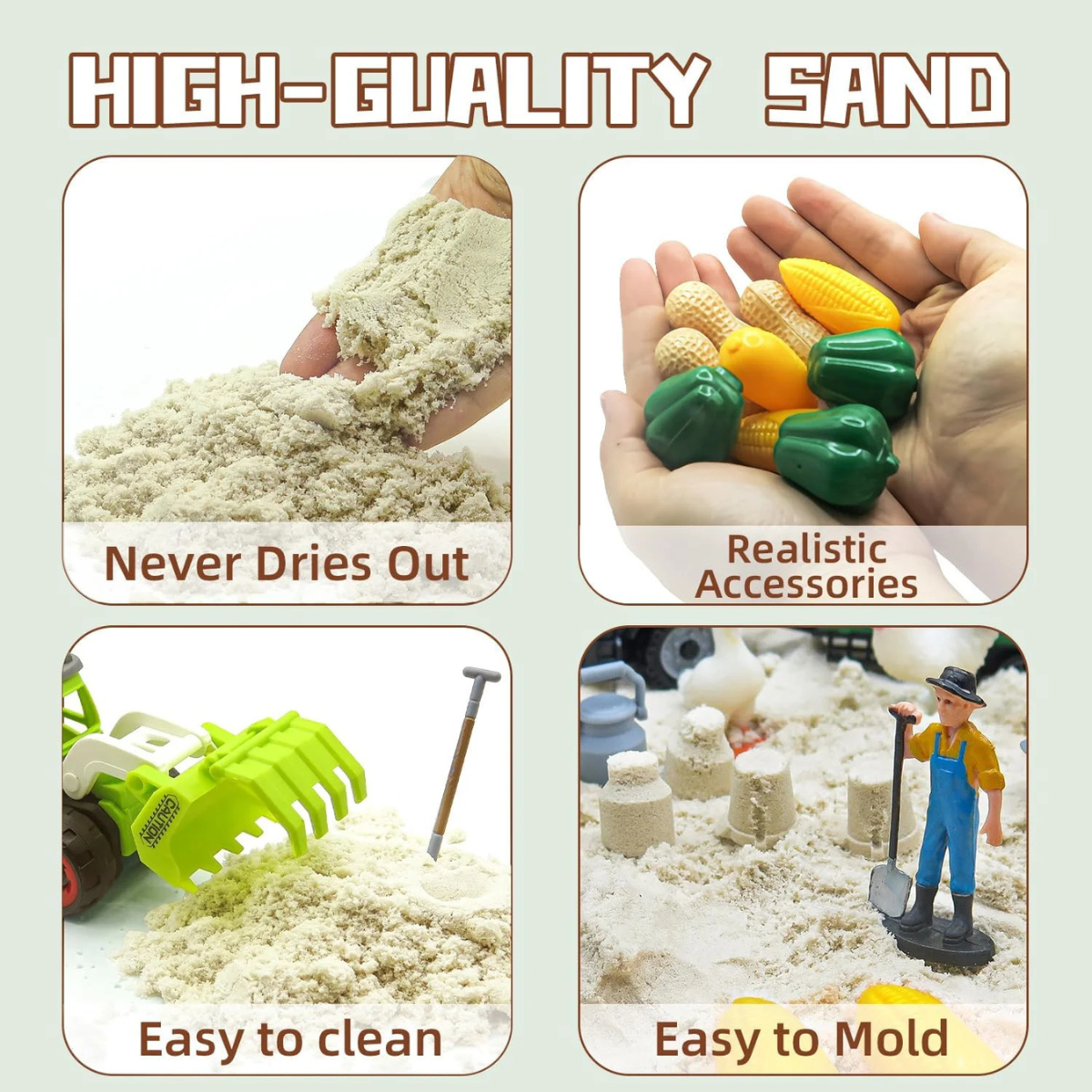 Kinetic Sand - Farm Κατασκευαστικό Παιχνίδι – Φορητό Πτυσσόμενο Κάδος με Γερανό, Φορτηγό και 2 κιλά Αισθητηριακής Άμμου (Για ηλικίες 3+)