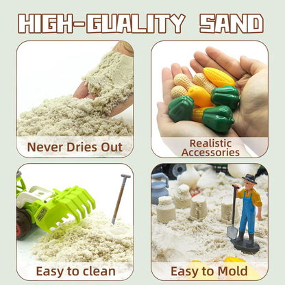 Kinetic Sand - Farm Κατασκευαστικό Παιχνίδι – Φορητό Πτυσσόμενο Κάδος με Γερανό, Φορτηγό και 2 κιλά Αισθητηριακής Άμμου (Για ηλικίες 3+)