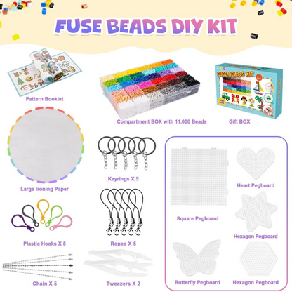 Meland Fuse Beads Kit – 11.000 Χάντρες σε 36 Χρώματα | Περιλαμβάνει Πίνακες, Αξεσουάρ & Οδηγίες (Ηλικίες 5+)