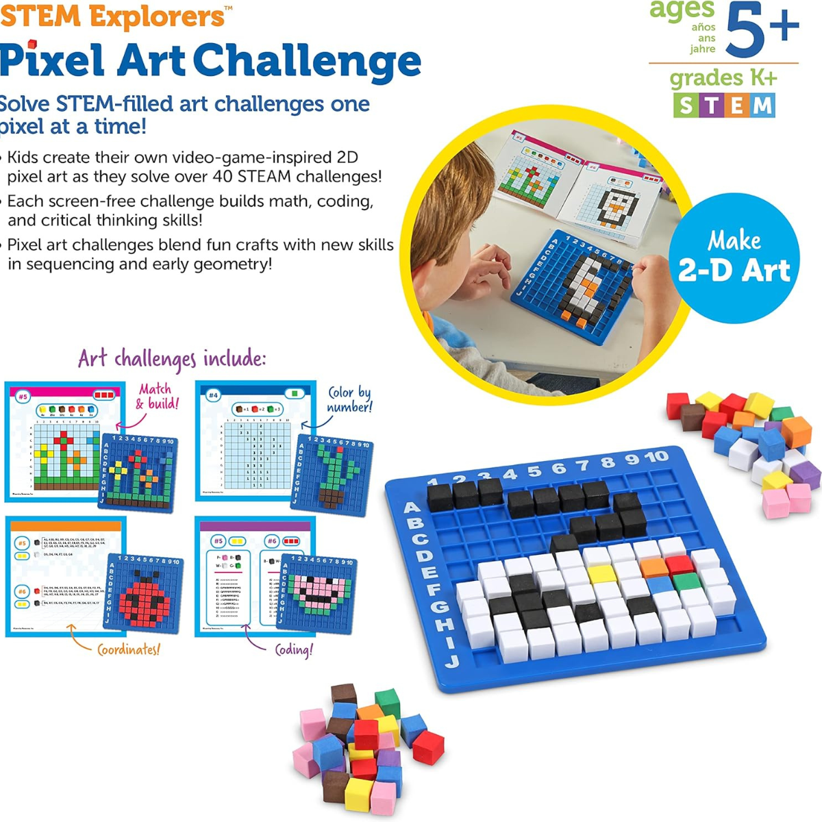 STEM Explorers™ Pixel Art Challenge – 402 κομμάτια, Ηλικίες 5+, STEM μάθηση με Pixel Τέχνη