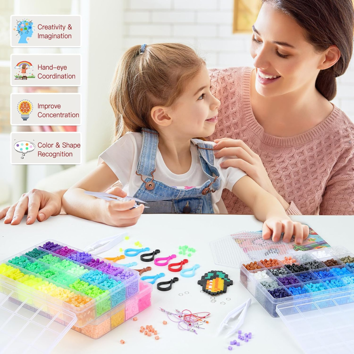 Meland Fuse Beads Kit – 11.000 Χάντρες σε 36 Χρώματα | Περιλαμβάνει Πίνακες, Αξεσουάρ & Οδηγίες (Ηλικίες 5+)