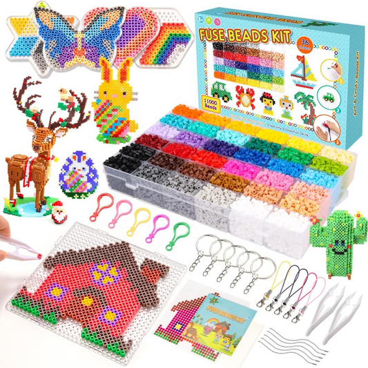 Meland Fuse Beads Kit – 11.000 Χάντρες σε 36 Χρώματα | Περιλαμβάνει Πίνακες, Αξεσουάρ & Οδηγίες (Ηλικίες 5+)