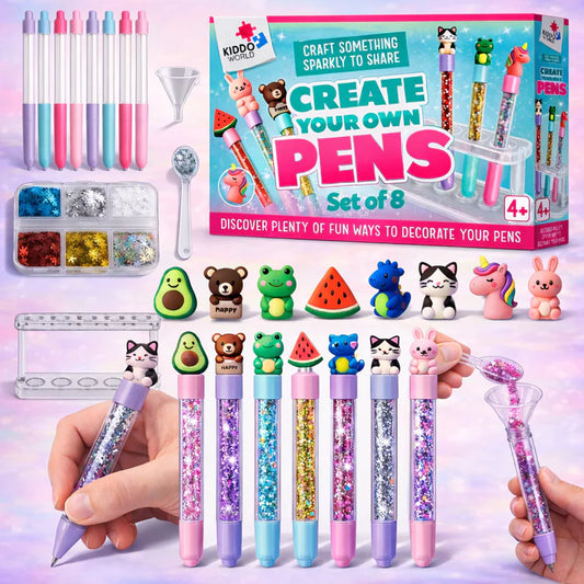 Στούντιο δημιουργίας μαγικών 3D στυλό με χρυσόσκονη, 8 στυλό + 8 γόμες