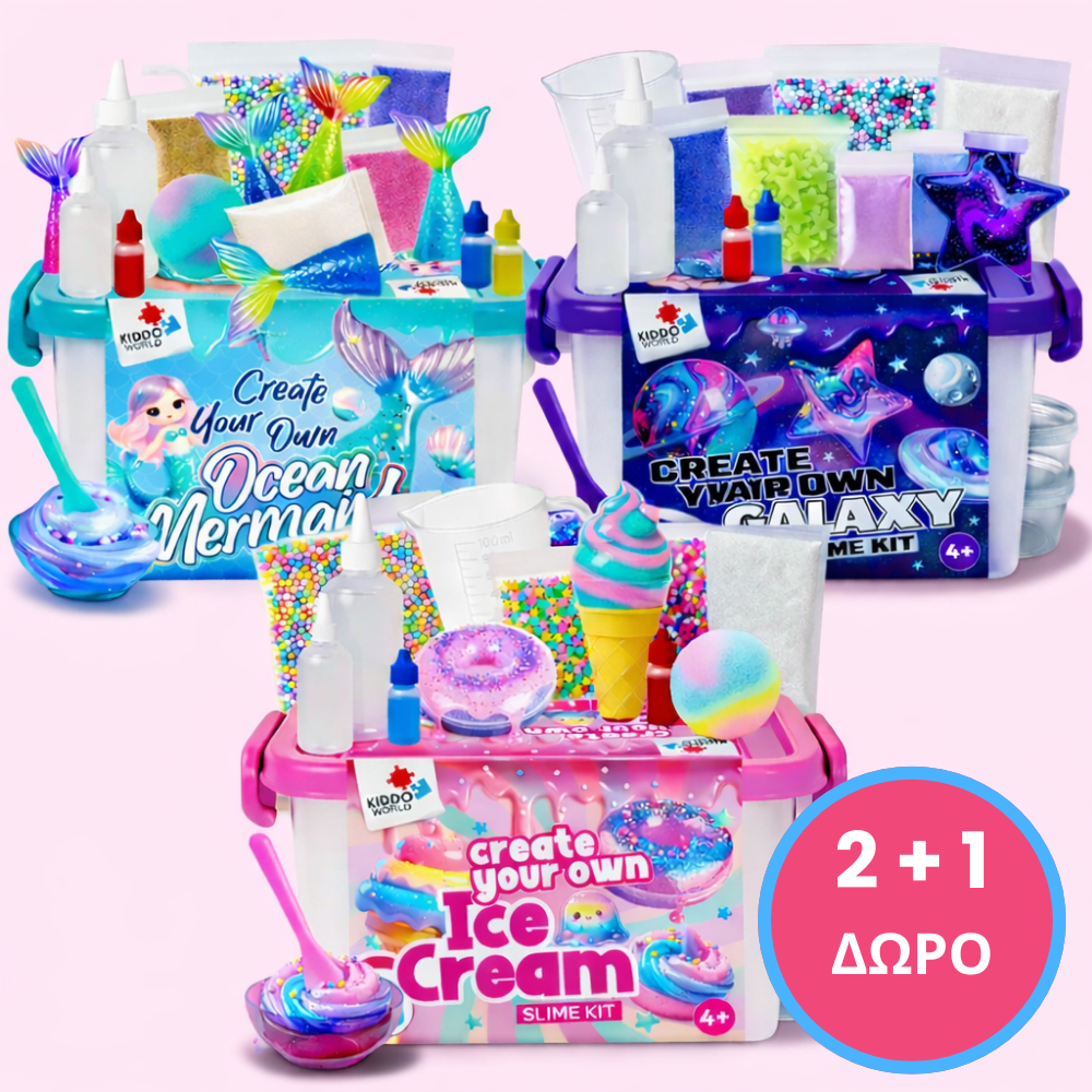 Slime σετ 3 σε 1 – Galaxy Slime, Ice Cream Slime και Mermaid Ocean Slime! (4+ ετών)