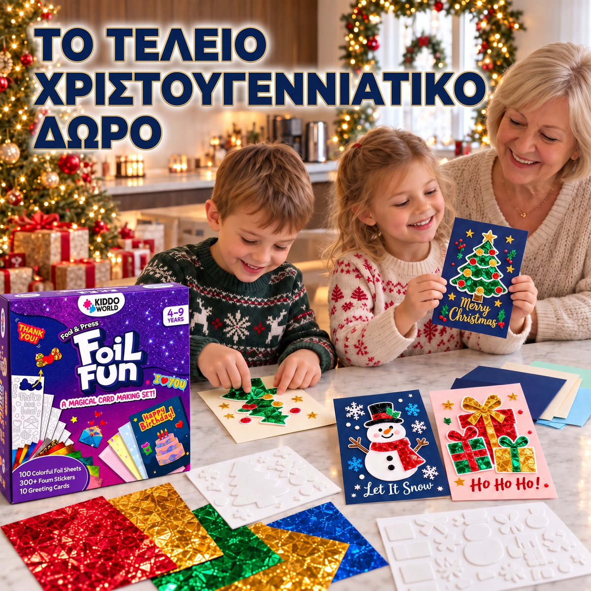 Foil Fun Κάρτες – Δημιουργικό σετ για λαμπερές γιορτινές κάρτες (4+ ετών)