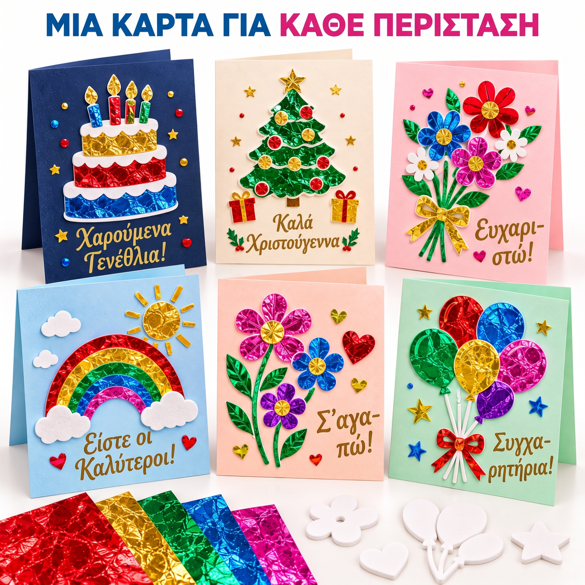 Foil Fun Κάρτες – Δημιουργικό σετ για λαμπερές γιορτινές κάρτες (4+ ετών)