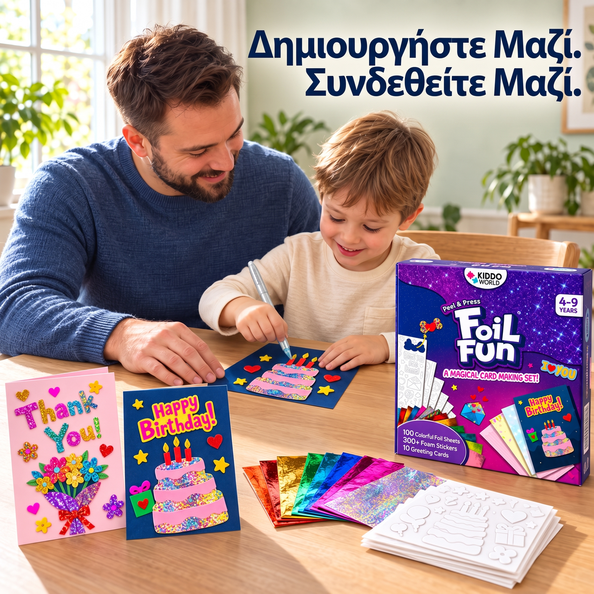 Foil Fun Κάρτες – Δημιουργικό σετ για λαμπερές γιορτινές κάρτες (4+ ετών)