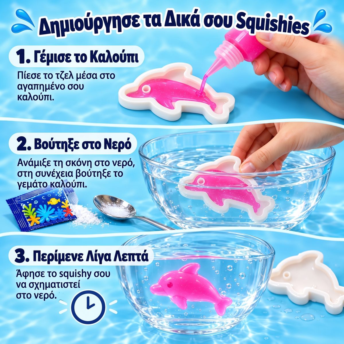 Magic Water Squishies – δημιουργικό σετ για την κατασκευή 3D φιγούρων | 3+ ετών
