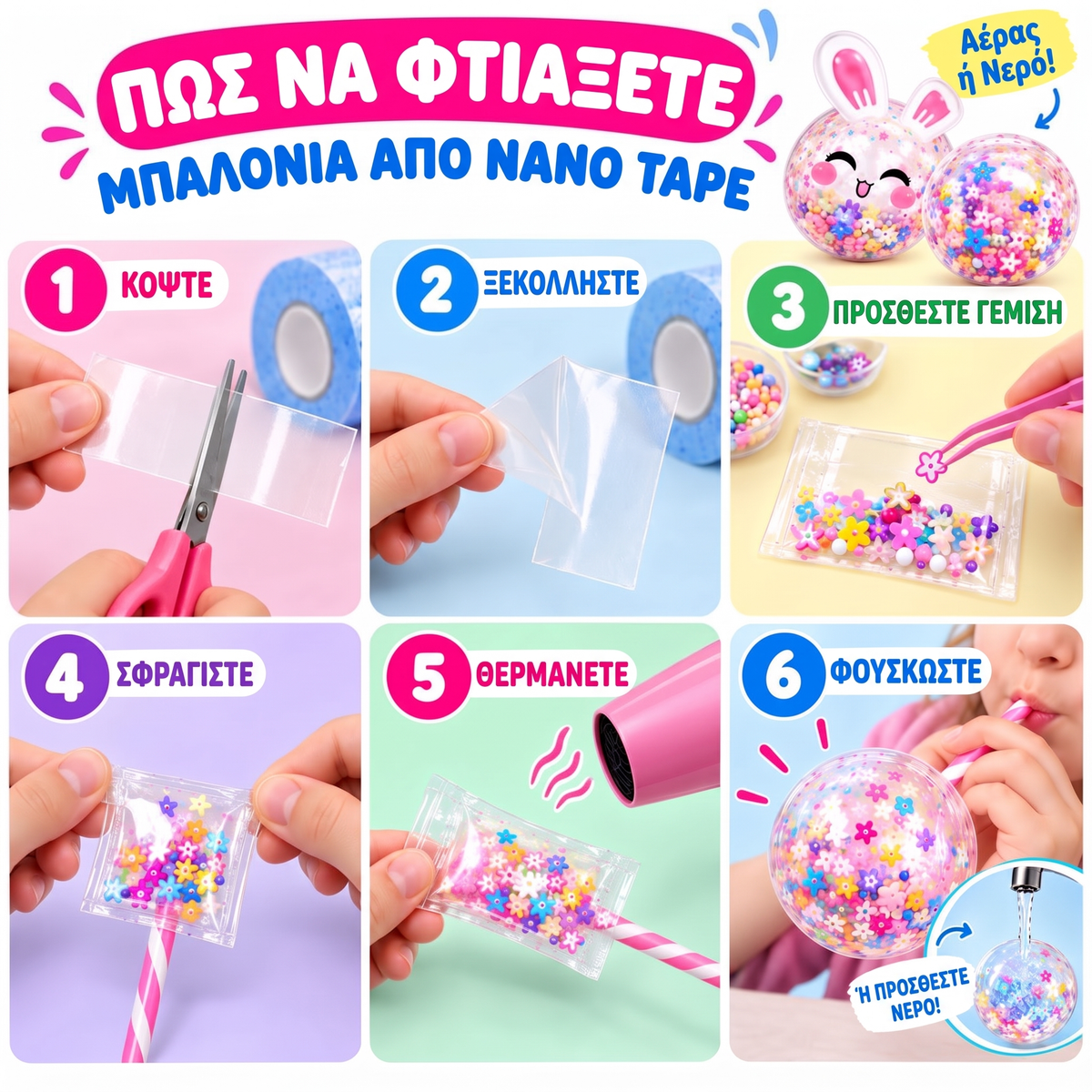 Nano Tape Bubble Squishies – Δημιουργικό σετ 41 τεμαχίων (4+ ετών)