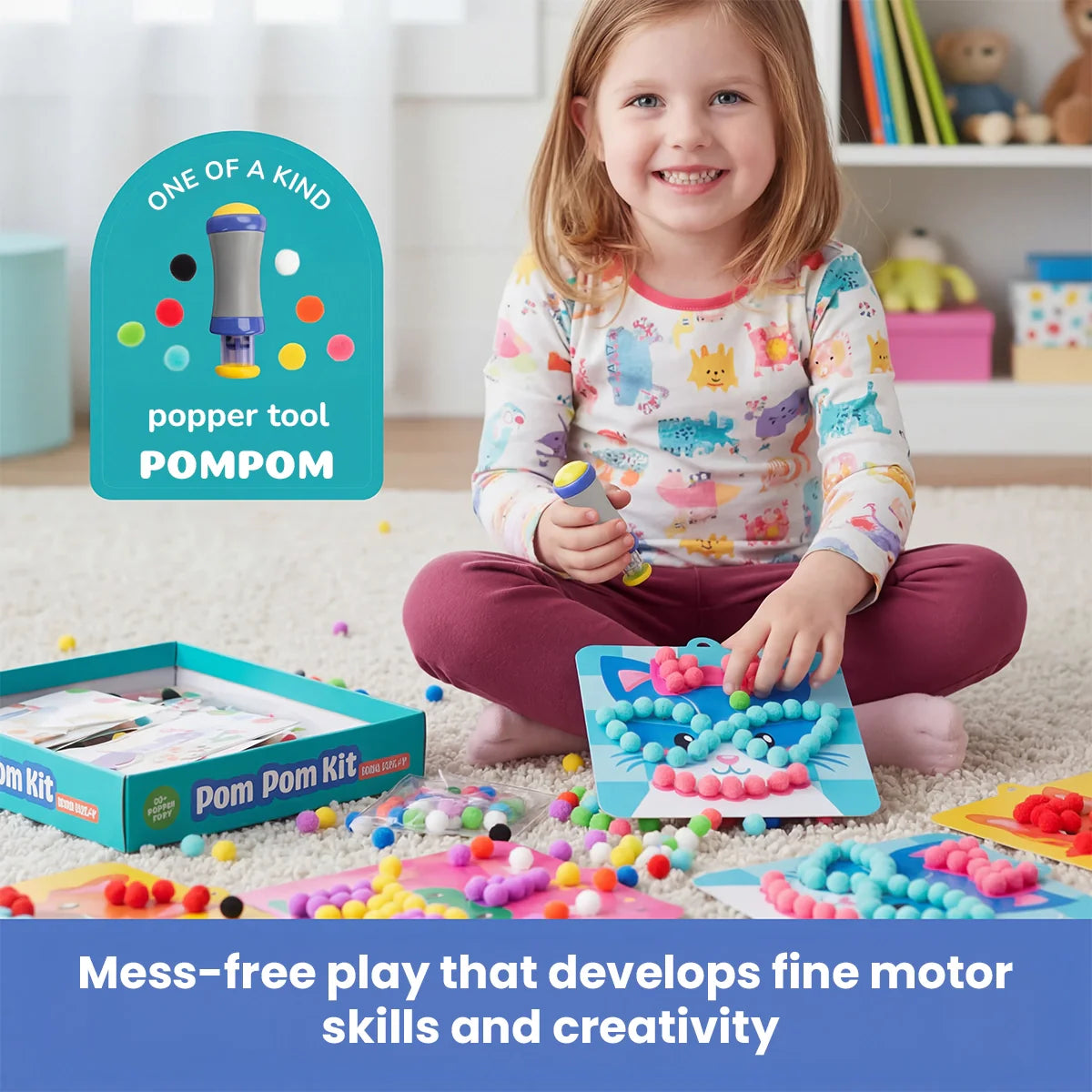 Pom Pom Kit – φτιάξε αφράτα 3D ζωάκια από μαλακά πομ πομ χωρίς ακαταστασία! (5+ ετών)