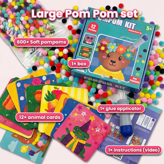 Pom Pom Kit – φτιάξε αφράτα 3D ζωάκια από μαλακά πομ πομ χωρίς ακαταστασία! (5+ ετών)
