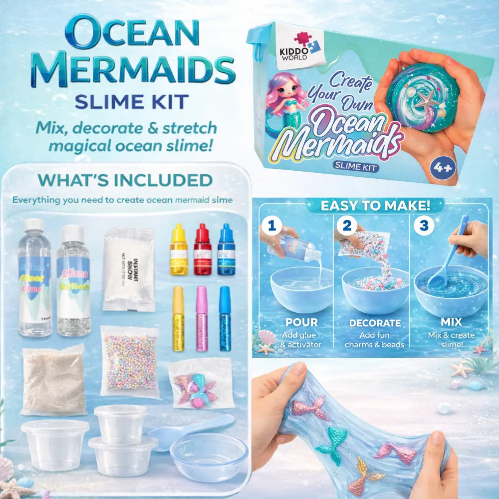Mermaid Ocean Slime – φτιάξε λαμπερό θαλάσσιο slime με γοργόνες! (4+ ετών)