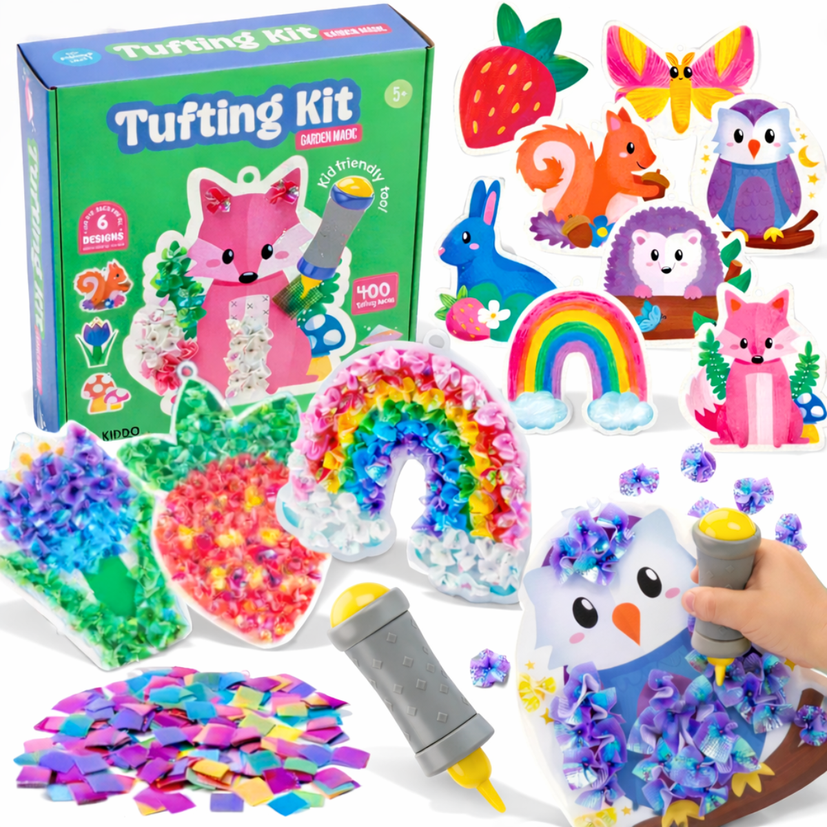 Tufting Kit – φτιάξε μαλακές 3D εικόνες με πολύχρωμα κομμάτια υφάσματος χωρίς κόλλα και ακαταστασία! (5+ ετών)