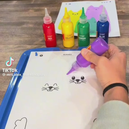 Squeegee Art Kit | Σετ με 5 χρώματα και μια μαγική σπάτουλα για δημιουργία σχεδίων χωρίς πινέλα | για παιδιά 5+