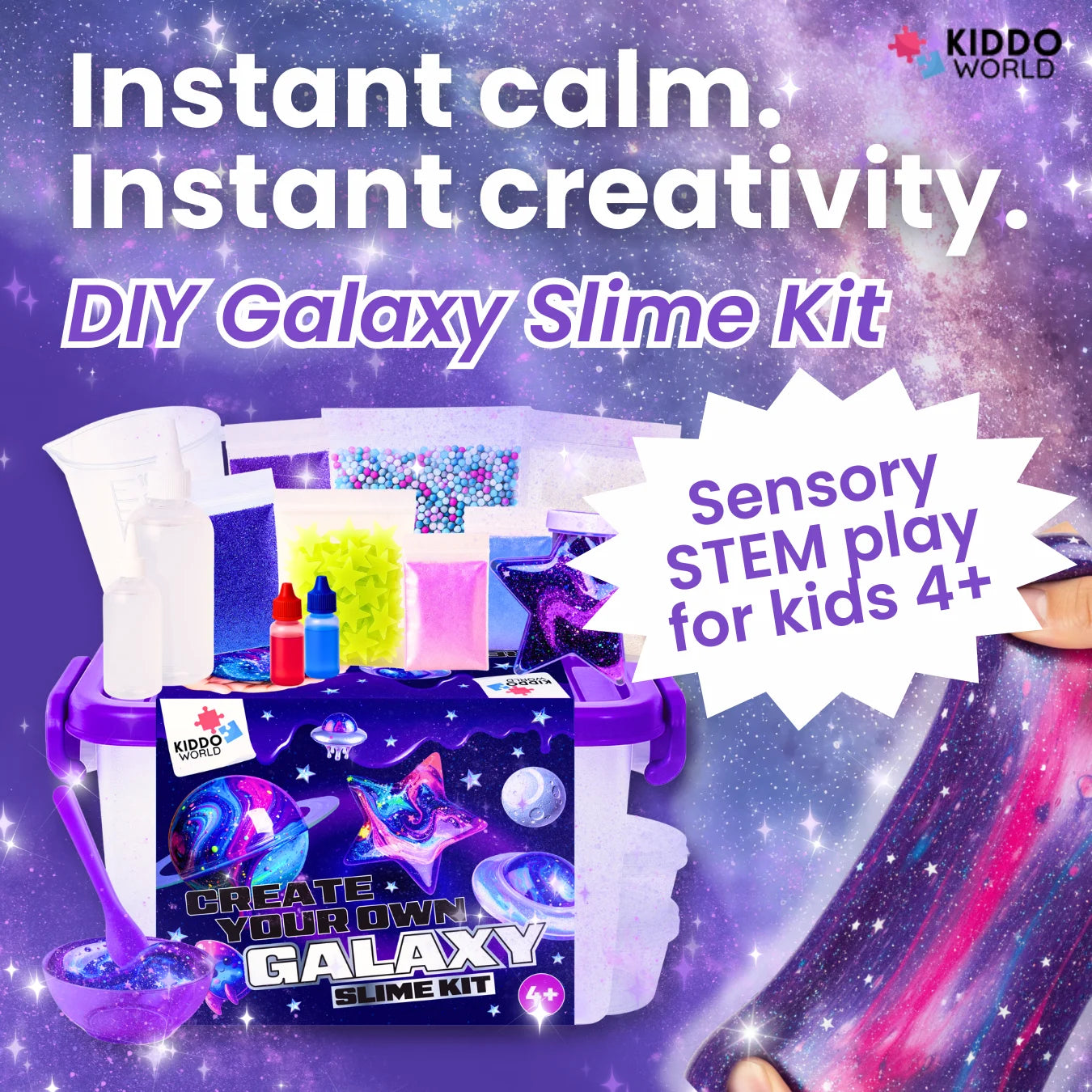 Galaxy Slime – φτιάξε λαμπερό διαστημικό slime που φωσφορίζει στο σκοτάδι! (4+ ετών)